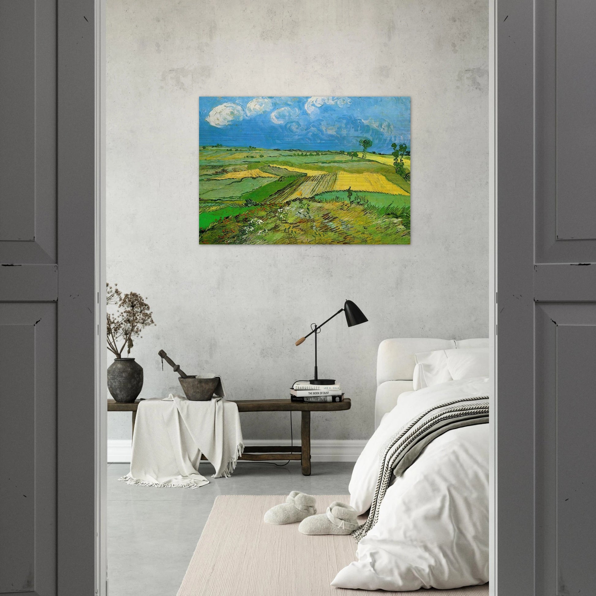 Wheat Fields at Auvers Under Clouded Sky - Vincent van Gogh Brushed Aluminum Print - 70x100 cm / 28x40 inches | Vincent van Gogh Aluminum Print | Vincent van Gogh Prints