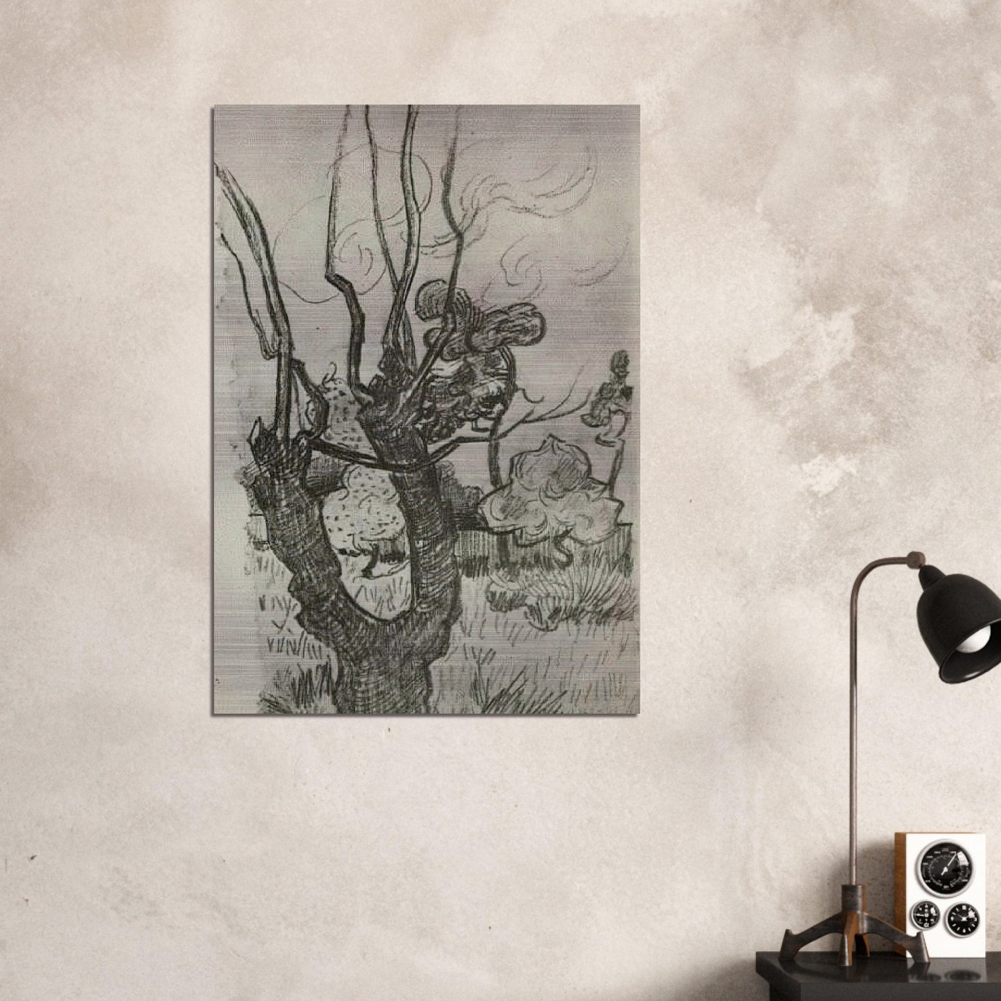 A Bare Treetop in the Garden of the Asylum - Vincent van Gogh Brushed Aluminum Print - 70x100 cm / 28x40 inches | Vincent van Gogh Aluminum Print | Vincent van Gogh Prints