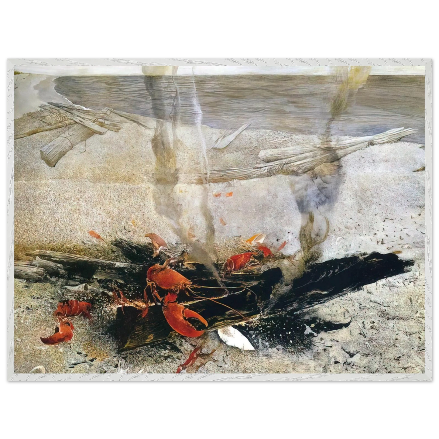 Andrew Wyeth - EMBERS 2000 Wall Art - 60x80 cm / 24x32 inches - Premium Wooden Framed Poster With Fine Art Paper - Wood frame