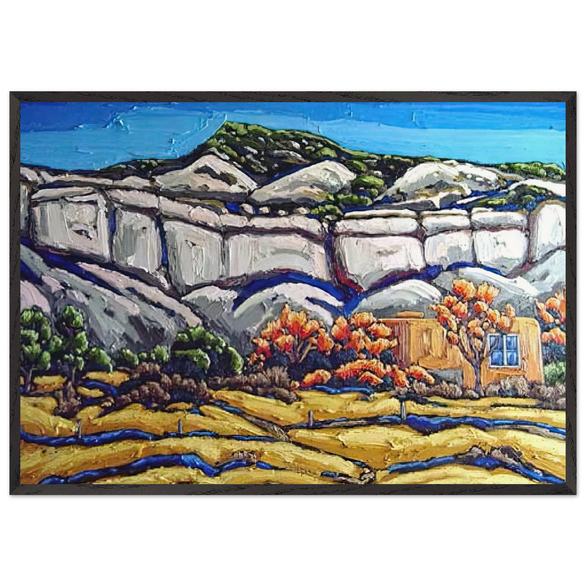 Ghost Ranch Painting - Georgia OKeeffe 70x100 cm / 28x40 inches Framed Art Print – Black Wooden Frame