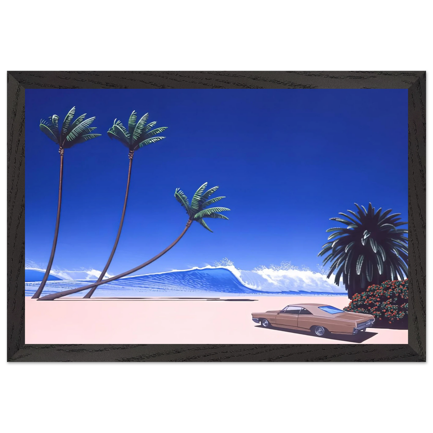 Hiroshi Nagai - Impender Beach Wall Art - 30x40 cm / 12x16 inches - Premium Wooden Framed Poster With Fine Art Paper - White frame
