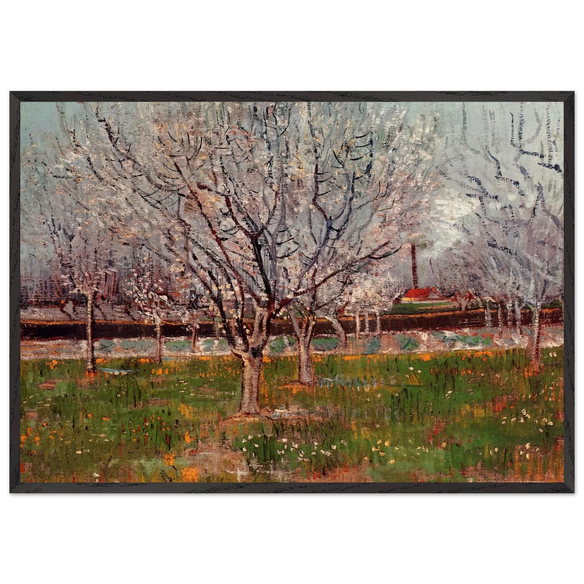 Orchard in Blossom Plum Trees - Vincent van Gogh Framed Art Print – Black Wooden Frame - Default Title - -Framed Art Print