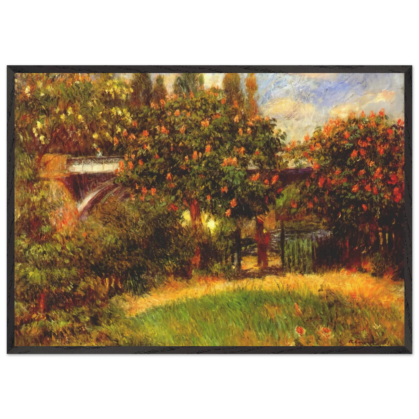 Railway Bridge at Chatou - Pierre-Auguste Renoir Framed Art Print – Black Wooden Frame - Default Title - -Framed Art Print