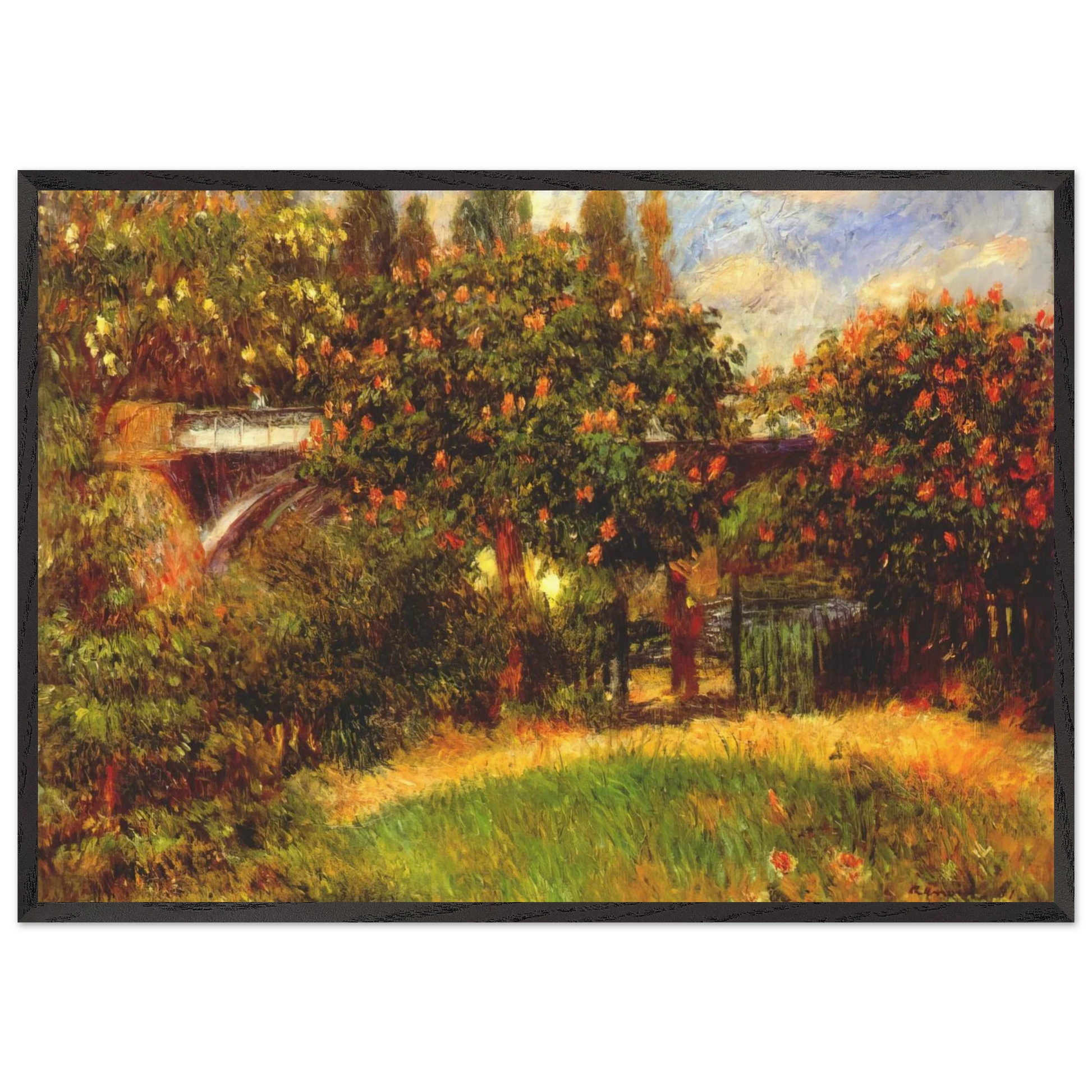 Railway Bridge at Chatou - Pierre-Auguste Renoir Framed Art Print – Black Wooden Frame - Default Title - -Framed Art Print