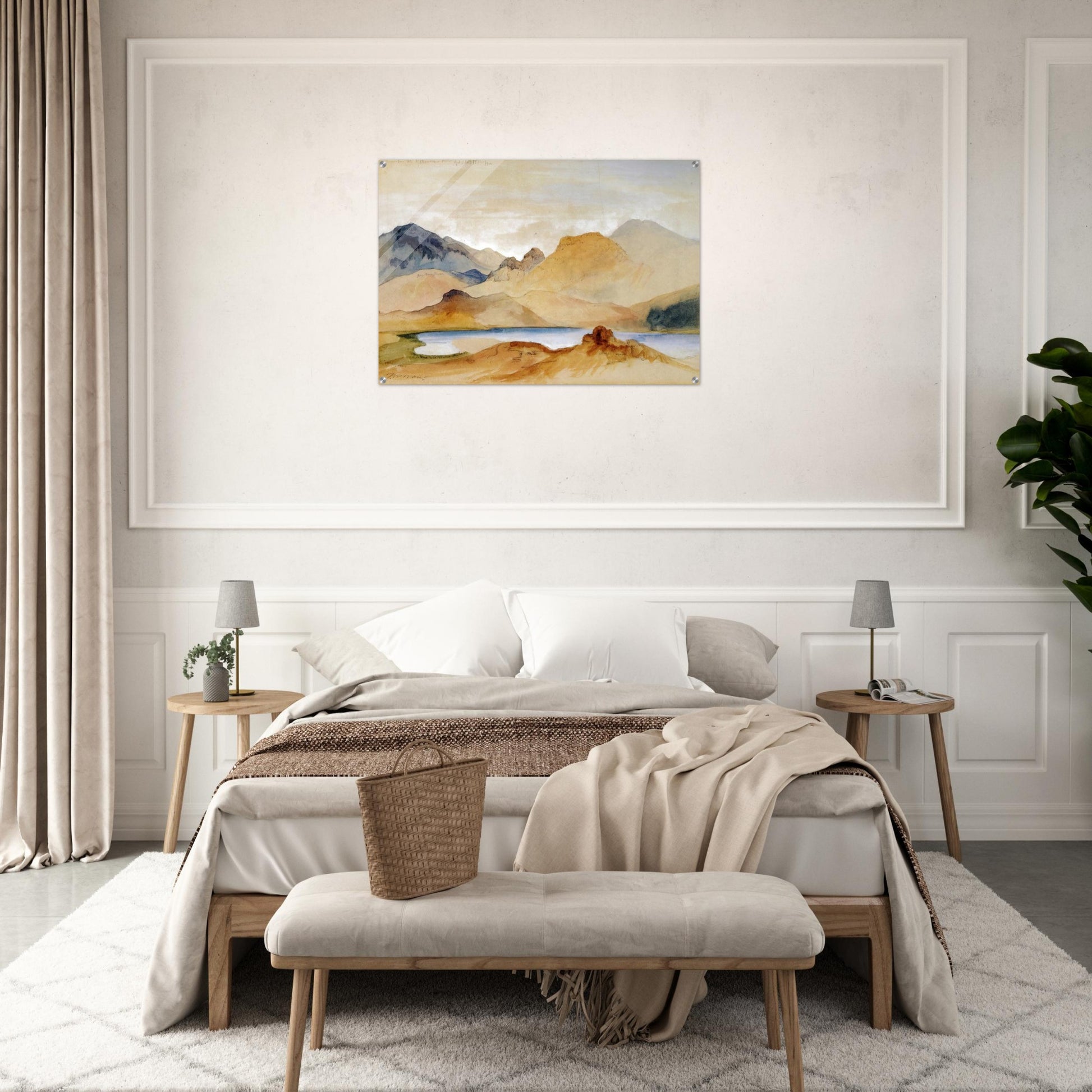 Cinnabar Mountain, Yellowstone River watercolour - Thomas Moran Acrylic Print - 70x100 cm / 28x40″ inches | Thomas Moran Wall Art | Thomas Moran Prints