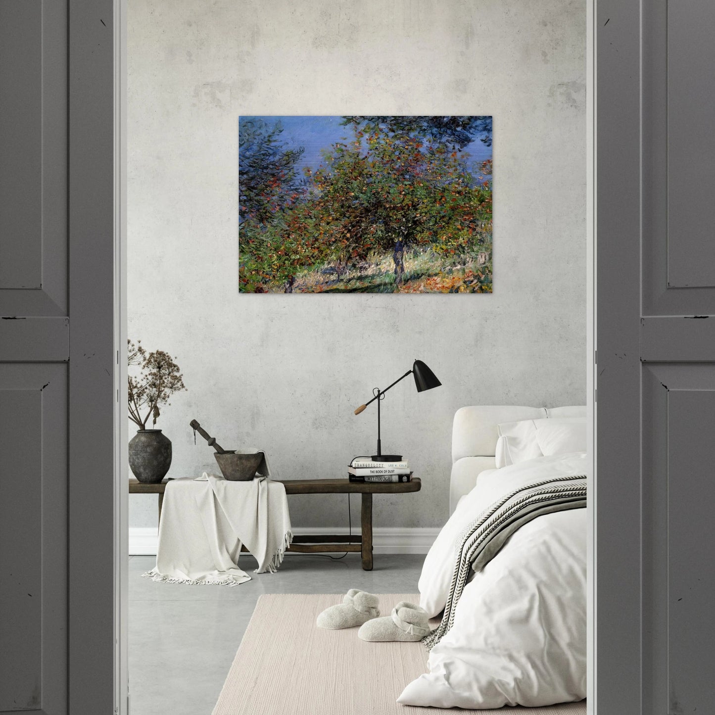 Apple Trees on the Chantemesle Hill - claude monet Brushed Aluminum Print - 70x100 cm / 28x40 inches | claude monet Aluminum Print | claude monet Prints