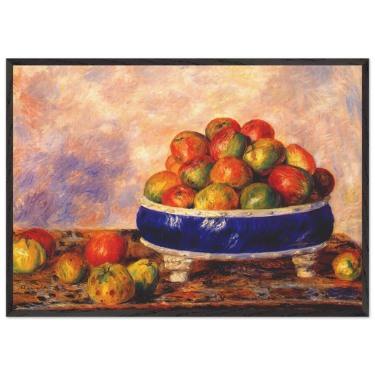 Apples in a dish - Pierre-Auguste Renoir 70x100 cm / 28x40 inches Framed Art Print – Black Wooden Frame