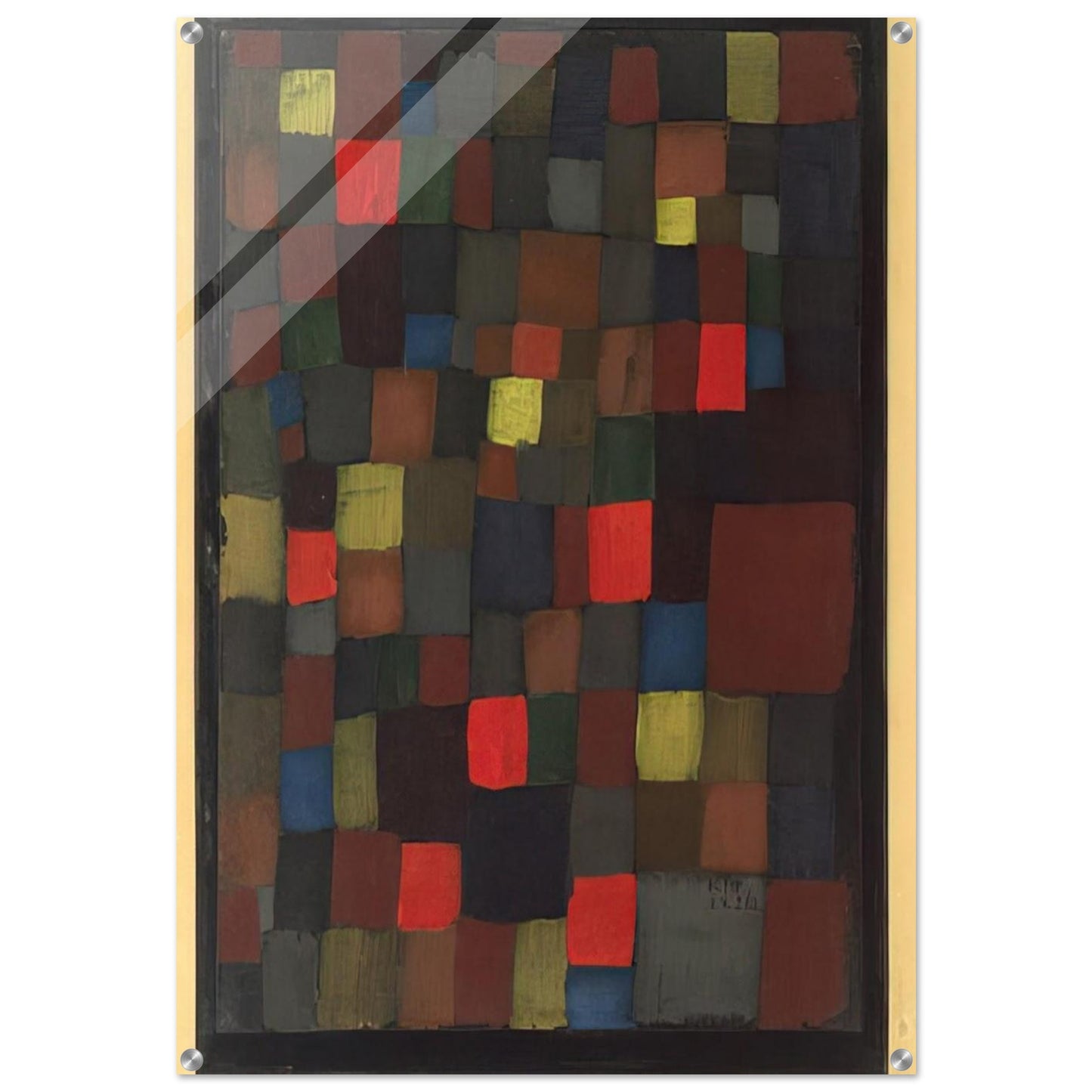 ABSTRACT COLOUR HARMONY IN SQUARES WITH VERMILLION ACCENTS 1924 - Paul Klee Acrylic Print - 70x100 cm / 28x40″ inches