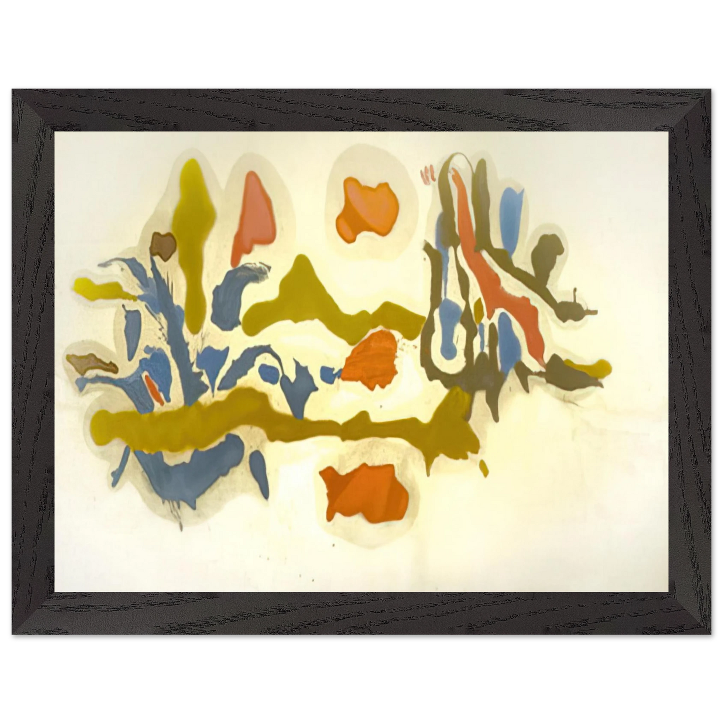 Helen Frankenthaler - Seascape with Dunes - 1962 Wall art - 28x43  cm / XL (11x17 inches) - Premium Wooden Framed Poster With Fine Art Paper - Black frame