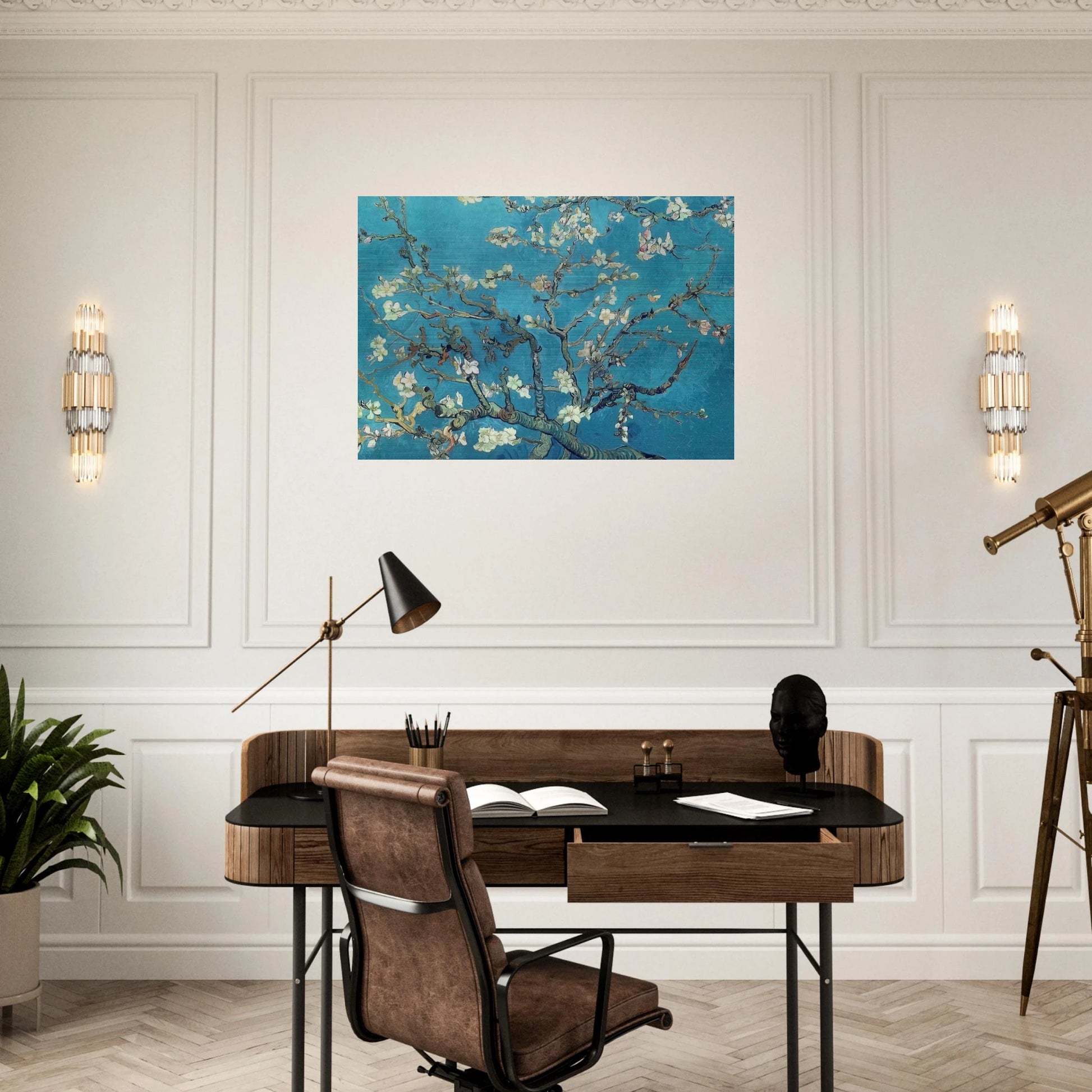 Branches with Almond Blossom - Vincent van Gogh Brushed Aluminum Print - 70x100 cm / 28x40 inches | Vincent van Gogh Aluminum Print | Vincent van Gogh Prints