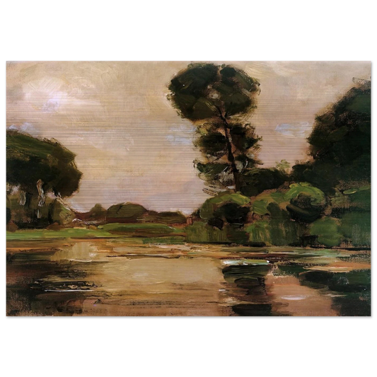 Lonely tree at the Gein Sun - Piet Mondrian Brushed Aluminum Print - 70x100 cm / 28x40 inches | Piet Mondrian Aluminum Print | Piet Mondrian Prints