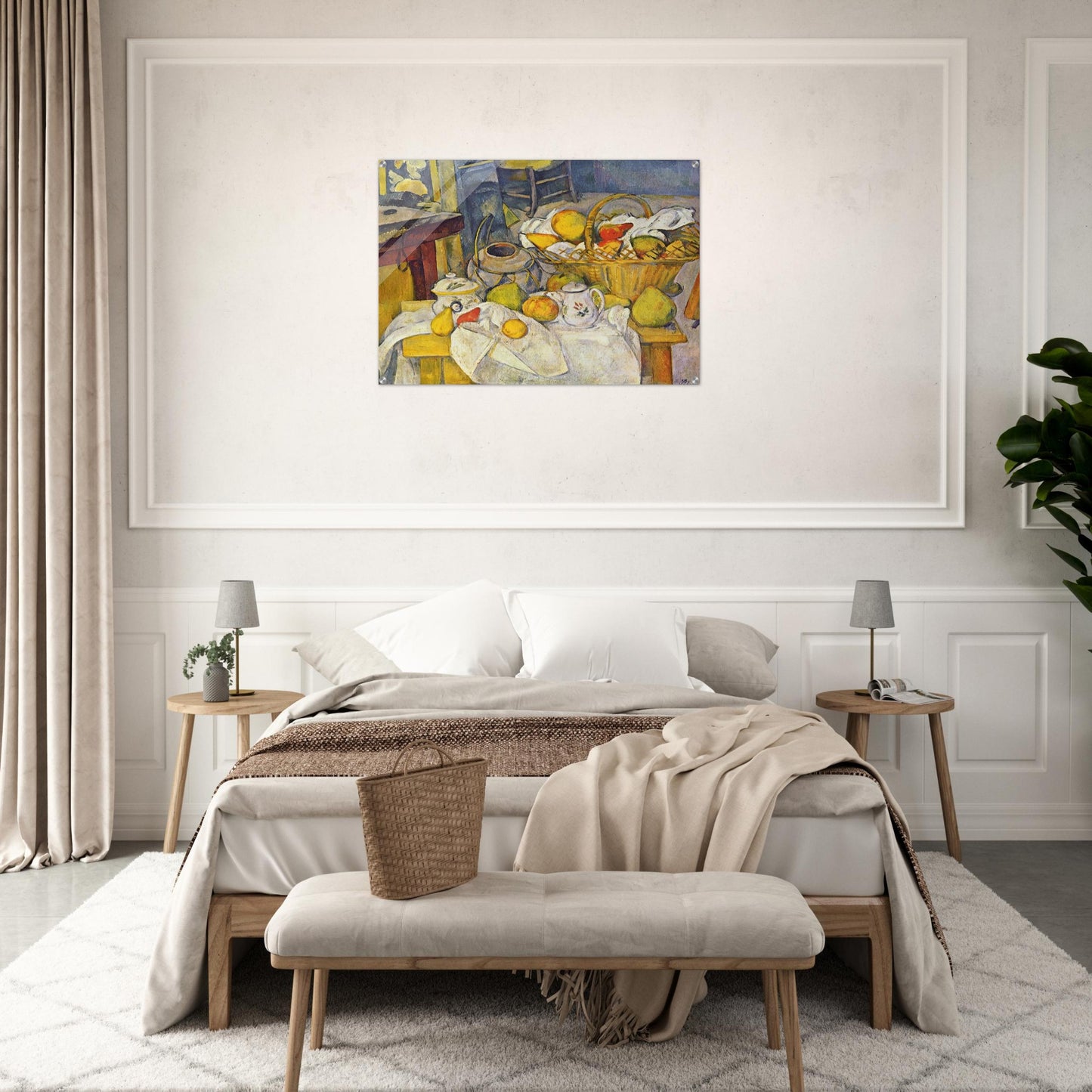 Still life with basket Kitchen table - Paul Cézanne Acrylic Print - 70x100 cm / 28x40″ inches