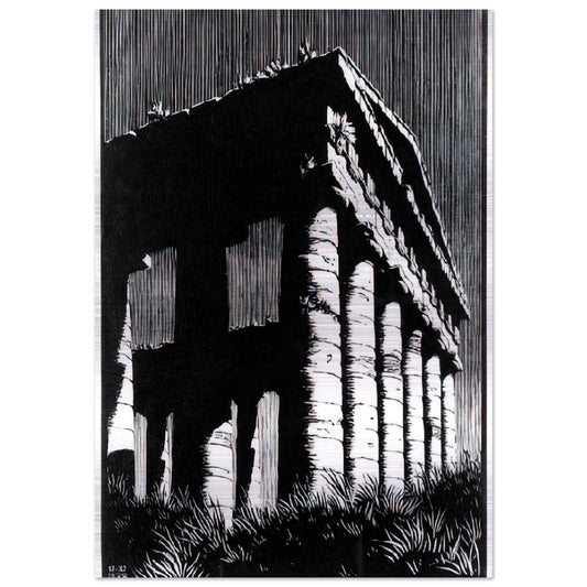 TEMPLE OF SEGESTE SICILY - MC Escher Brushed Aluminum Print - 70x100 cm / 28x40 inches | MC Escher Aluminum Print | MC Escher Prints