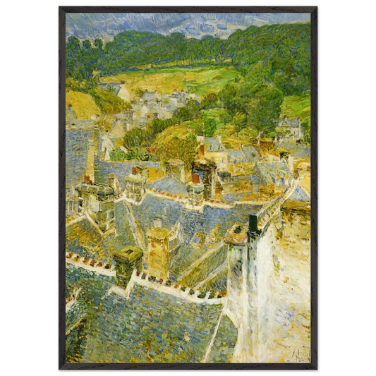 Rooftops Pont-Aven - Childe Hassam Framed Art Print – Black Wooden Frame - Default Title - -Framed Art Print