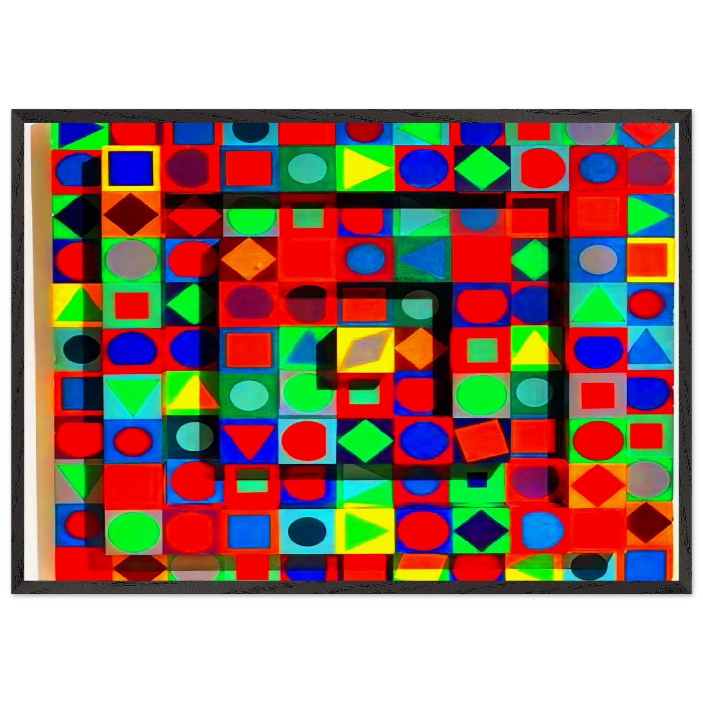 Folklore - 1963 - Victor Vasarely Framed Art Print – Black Wooden Frame - Default Title - -Framed Art Print