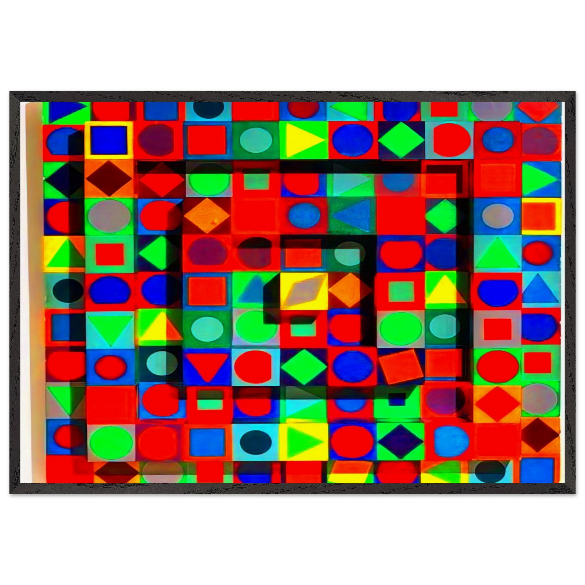 Folklore - 1963 - Victor Vasarely Framed Art Print – Black Wooden Frame - Default Title - -Framed Art Print