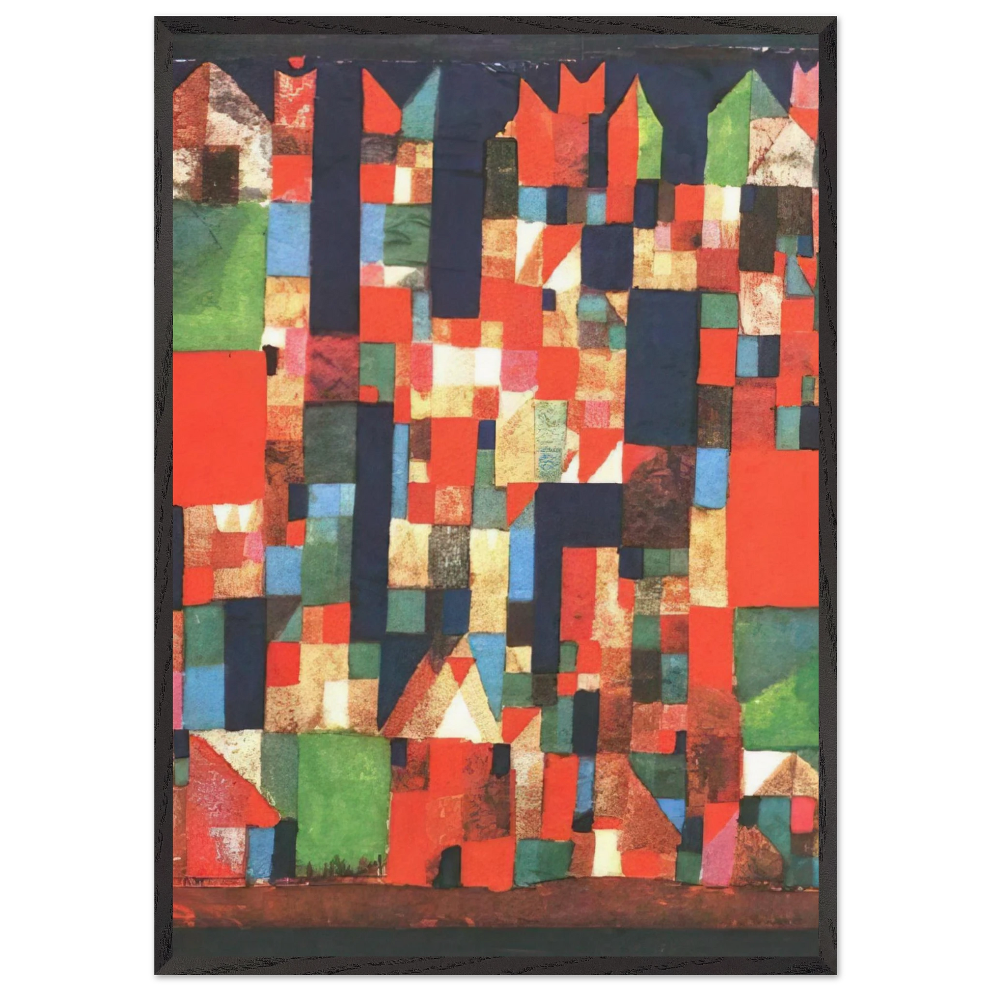 CITY PICTURE WITH RED AND GREEN ACCENTS 1921 - Paul Klee Framed Art Print – Black Wooden Frame - Default Title - -Framed Art Print