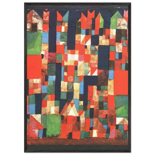 CITY PICTURE WITH RED AND GREEN ACCENTS 1921 - Paul Klee 70x100 cm / 28x40 inches Framed Art Print – Black Wooden Frame