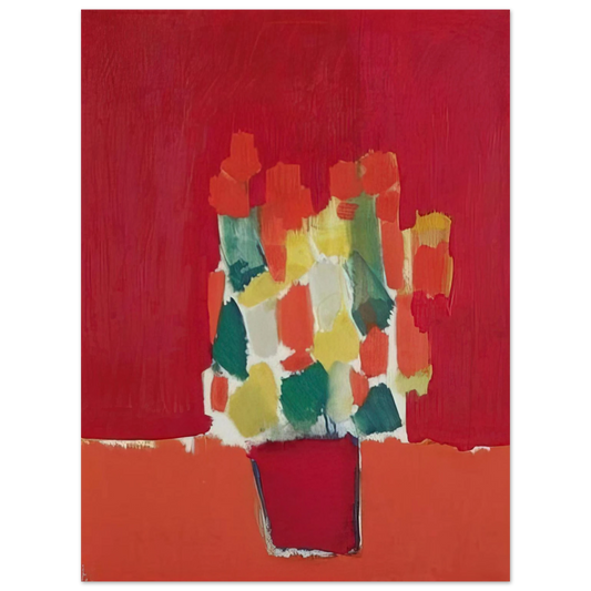Nicolas de Stael - Fleurs rouges - 1952 Fine Art Poster - 13x18 cm / 5x7 inches