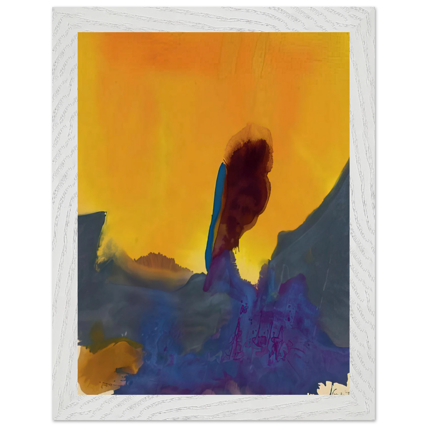 Helen Frankenthaler - Glow II - 1968 Wall art - 28x43  cm / XL (11x17 inches) - Premium Wooden Framed Poster With Fine Art Paper - Black frame