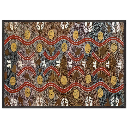 Possum Dreaming - Native Art - Clifford Possum Tjapaltjarri Framed Art Print – Black Wooden Frame - Default Title - -Framed Art Print