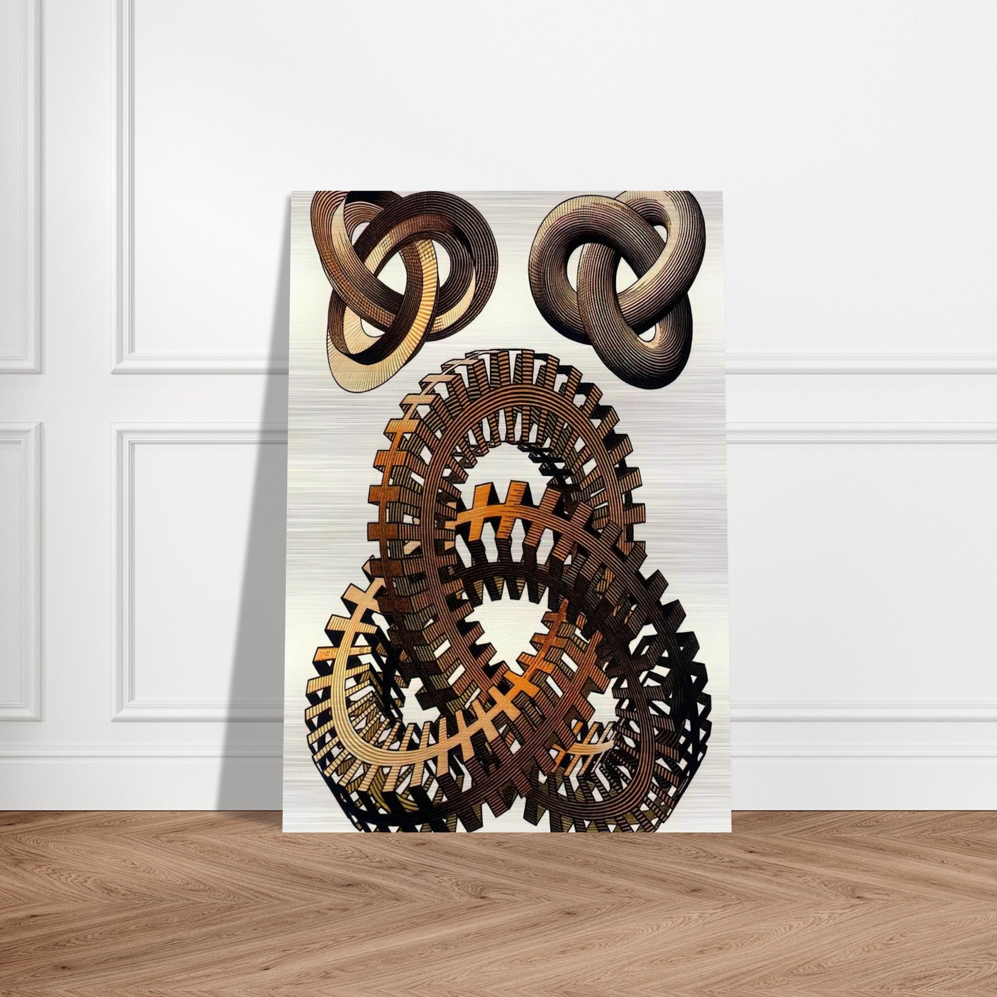 KNOTS COLOUR - MC Escher Brushed Aluminum Print - 70x100 cm / 28x40 inches | MC Escher Aluminum Print | MC Escher Prints