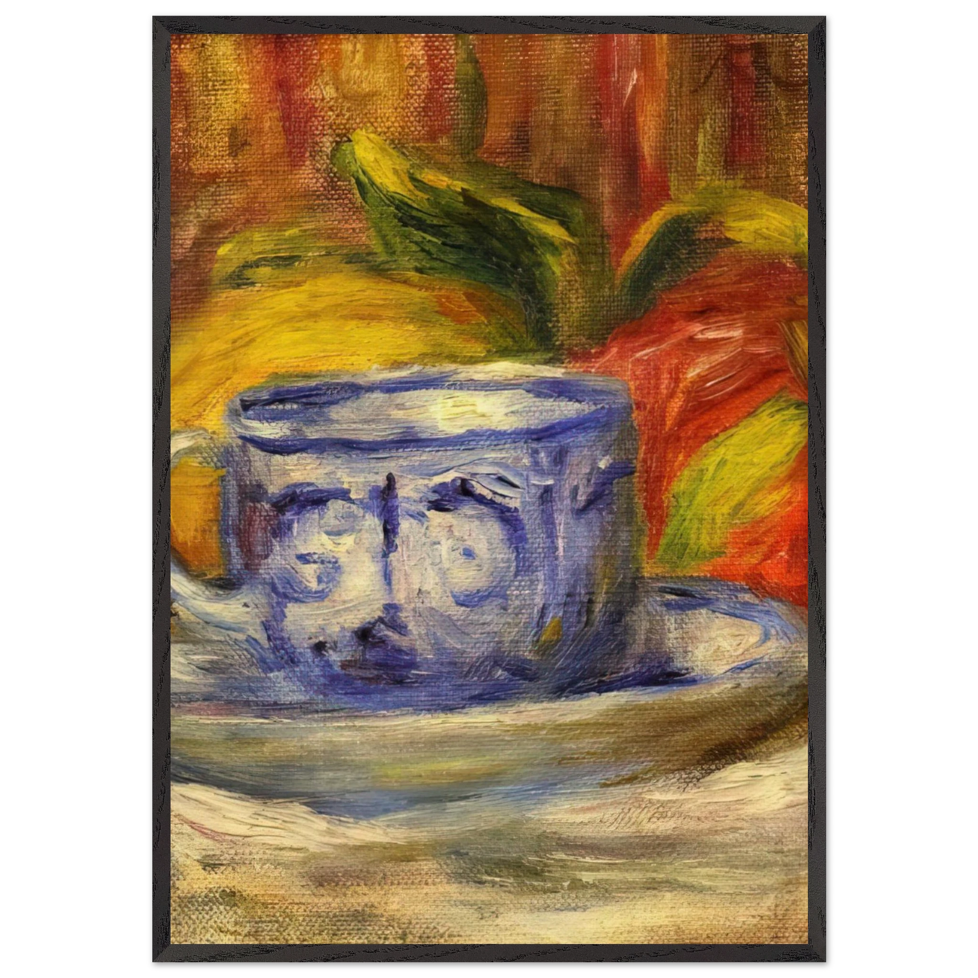 Cup and Fruit - Pierre-Auguste Renoir Framed Art Print – Black Wooden Frame - Default Title - -Framed Art Print