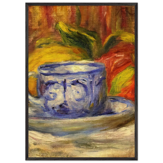 Cup and Fruit - Pierre-Auguste Renoir 70x100 cm / 28x40 inches Framed Art Print – Black Wooden Frame