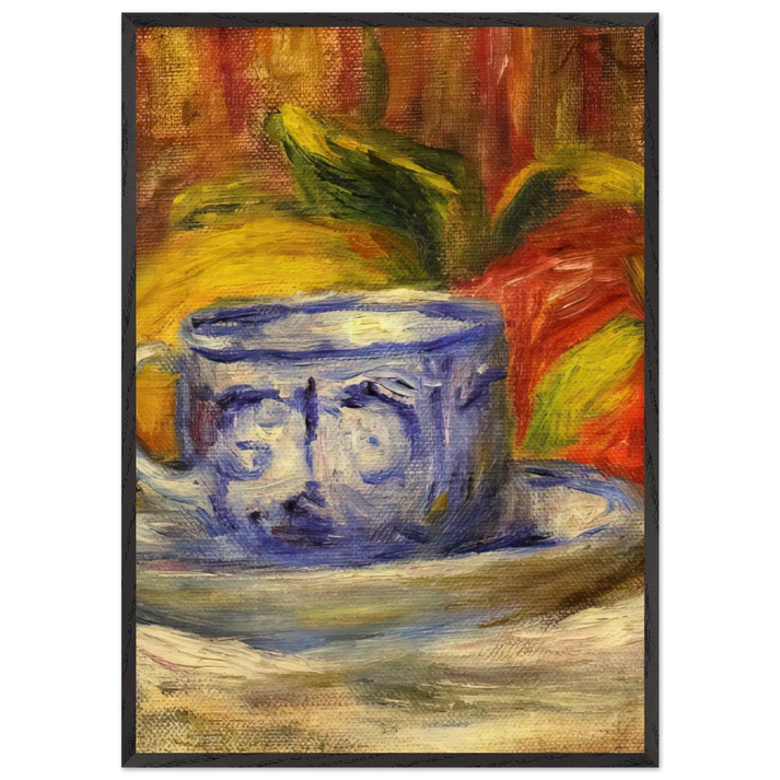Cup and Fruit - Pierre-Auguste Renoir 70x100 cm / 28x40 inches Framed Art Print – Black Wooden Frame