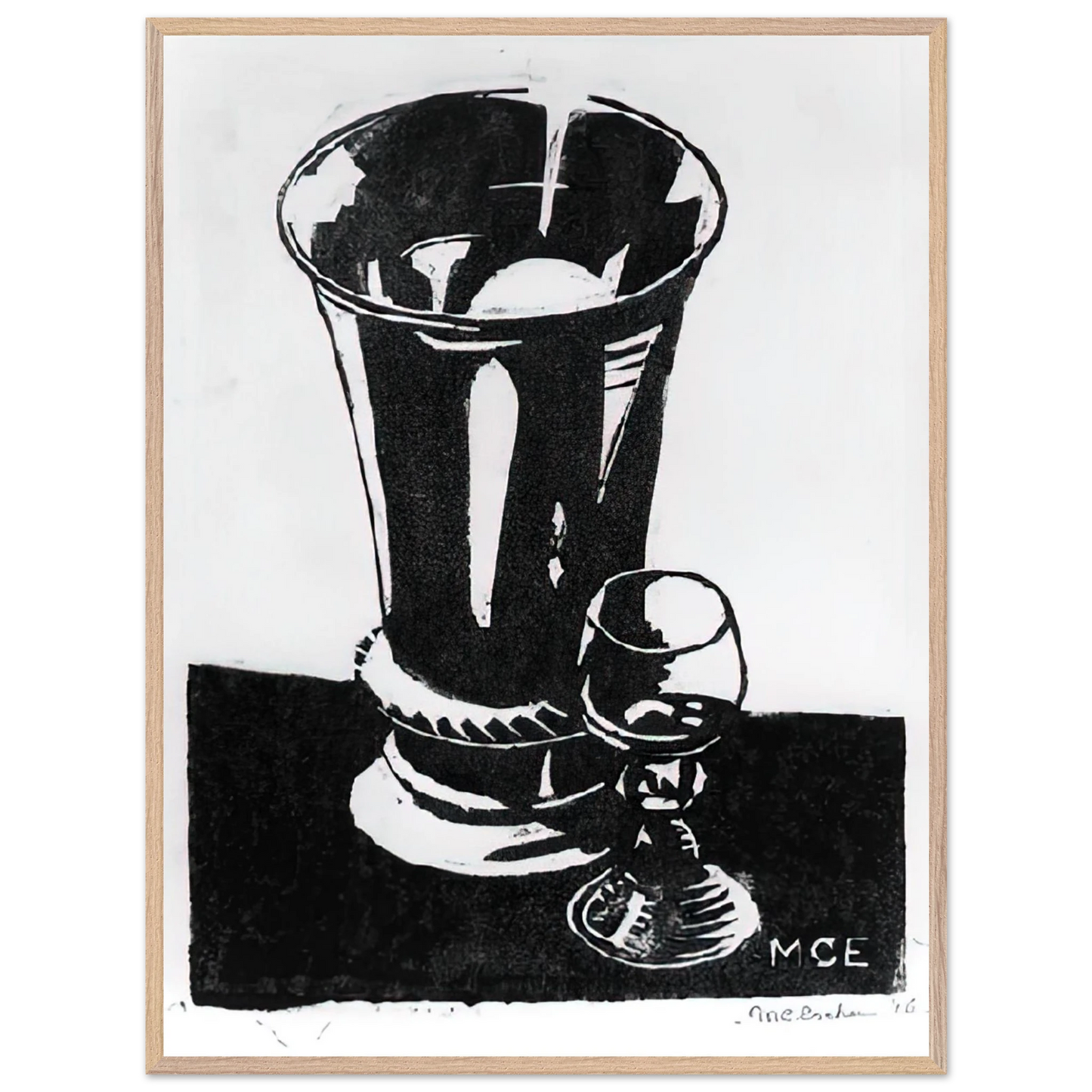 MC Escher - STILL LIFE 1917 Wall Art - 60x80 cm / 24x32 inches - Premium Wooden Framed Poster With Fine Art Paper - Black frame