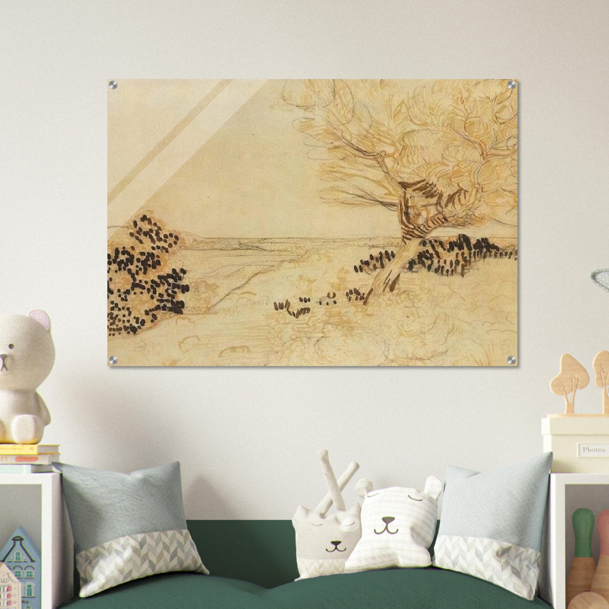 Landscape with a Tree in the Foreground - Vincent van Gogh Acrylic Print - 70x100 cm / 28x40″ inches