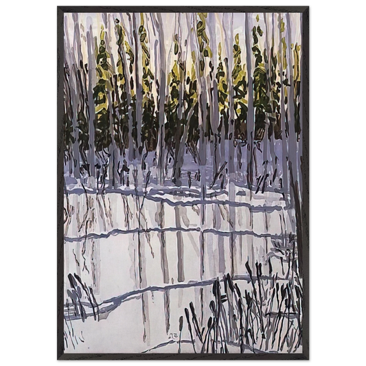 Trees Reflected on Ice - 2002 - Neil Welliver Framed Art Print – Black Wooden Frame - Default Title - -Framed Art Print