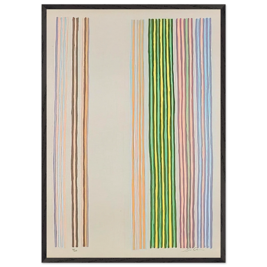 Royal Curtain - 1980 - Gene Davis 70x100 cm / 28x40 inches Framed Art Print – Black Wooden Frame