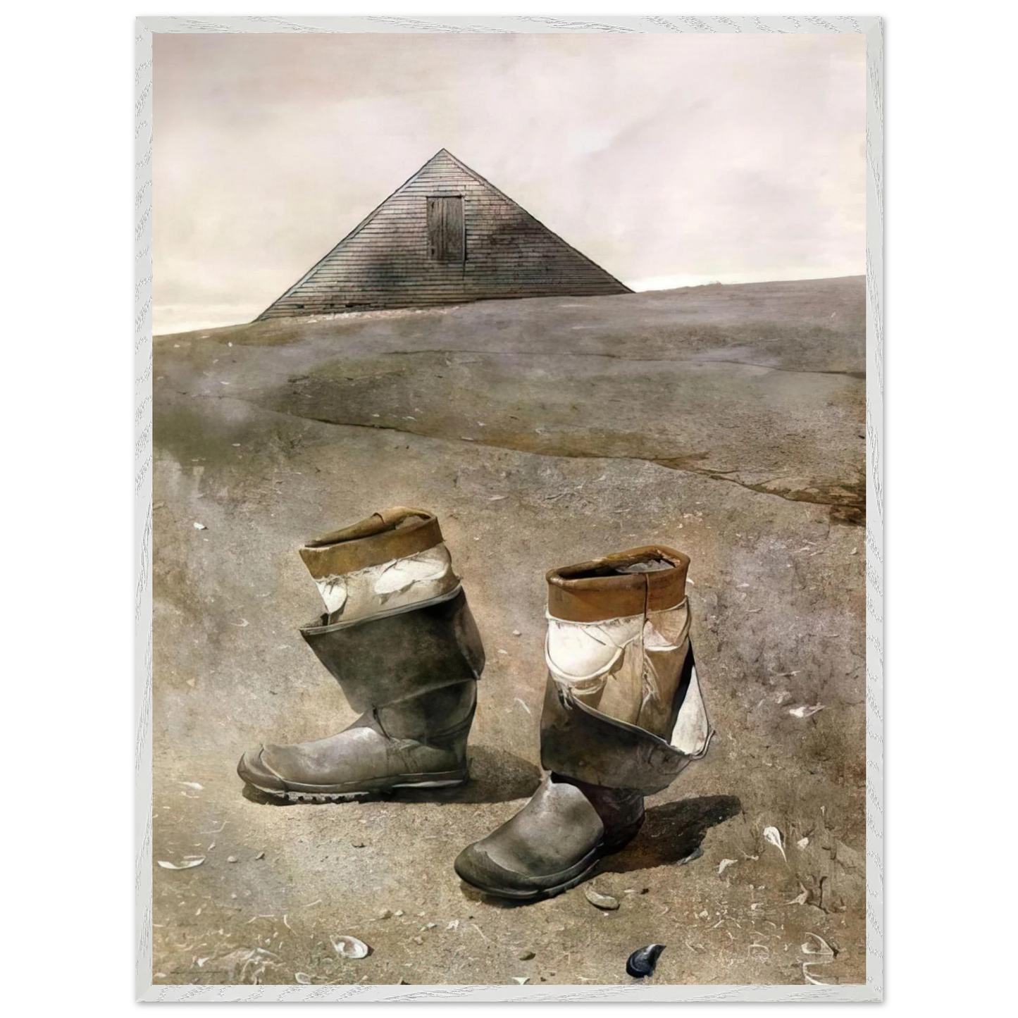 Andrew Wyeth - SEA BOOTS Wall Art - 30x40 cm / 12x16 inches - Premium Wooden Framed Poster With Fine Art Paper - Wood frame