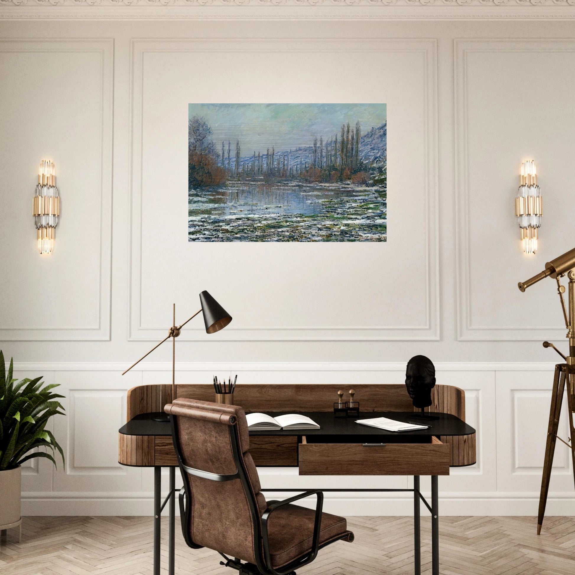 The Thaw at Vetheuil - claude monet Brushed Aluminum Print - 70x100 cm / 28x40 inches | claude monet Aluminum Print | claude monet Prints