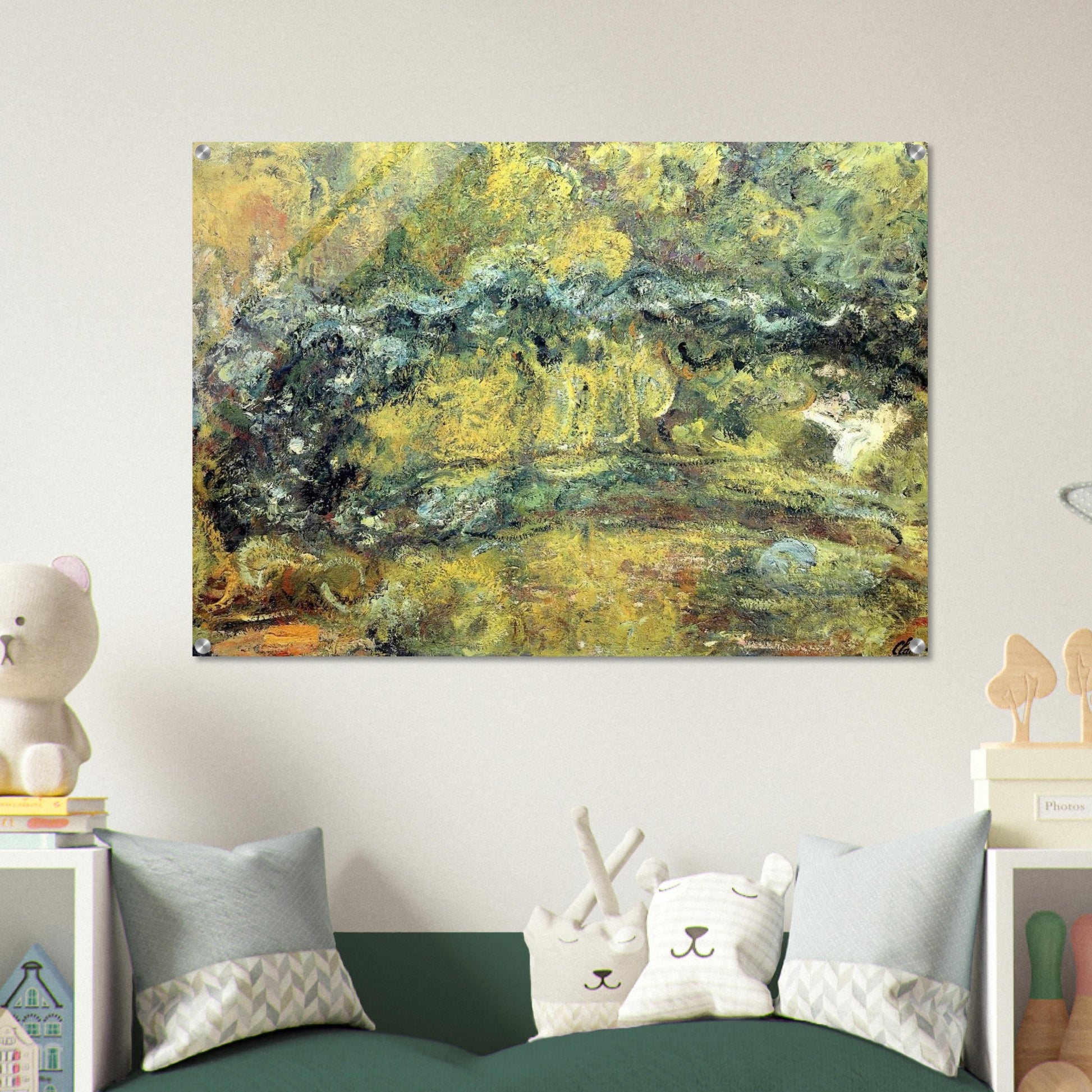 The Japanis Bridge Footbridge over the Water-Lily Pond - claude monet Acrylic Print - 70x100 cm / 28x40″ inches | claude monet Wall Art | claude monet Prints
