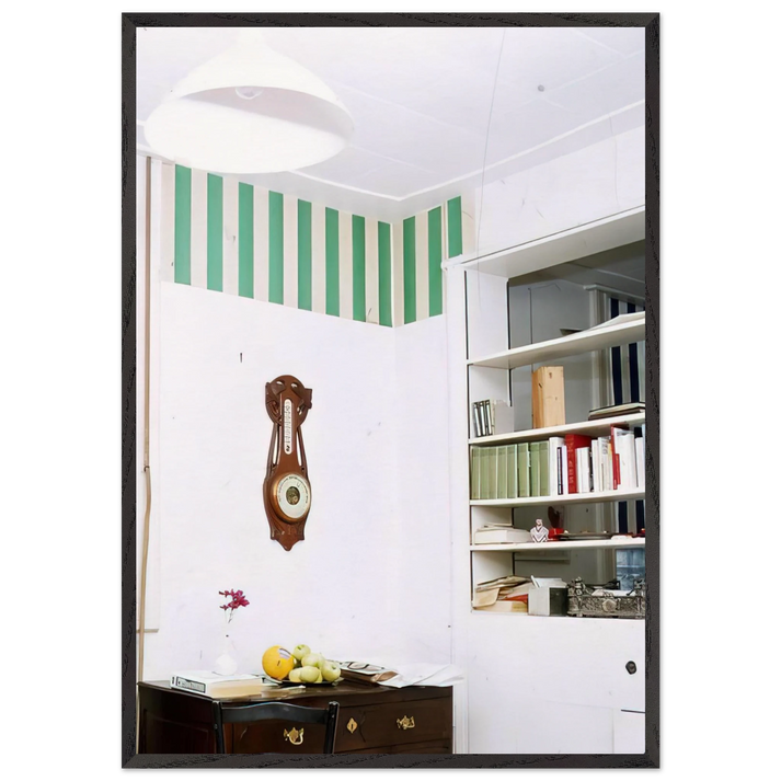 Papiers colles blanc et vert - 1969 - Daniel Buren 70x100 cm / 28x40 inches Framed Art Print – Black Wooden Frame
