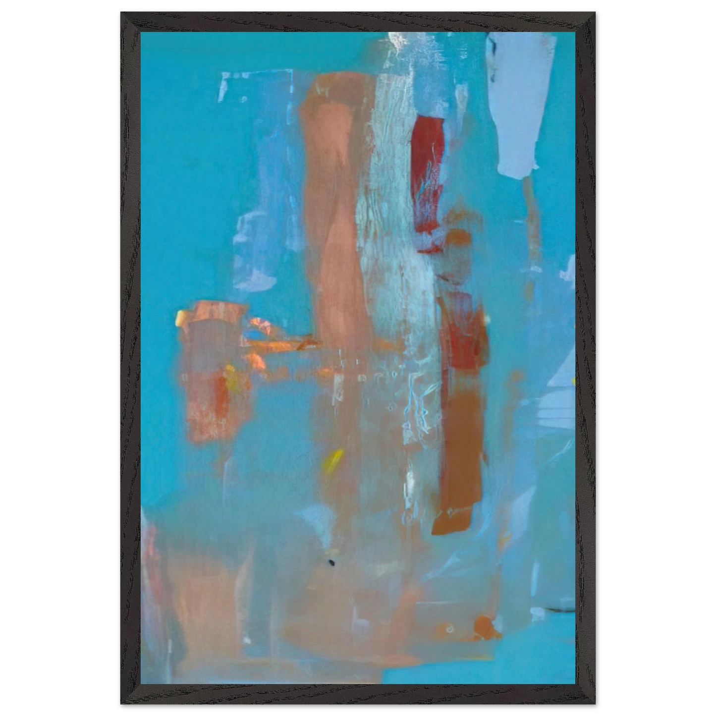 Helen Frankenthaler - In on Blue - 1976 Wall art - 50x50 cm / 20x20 inches - Premium Wooden Framed Poster With Fine Art Paper - White frame