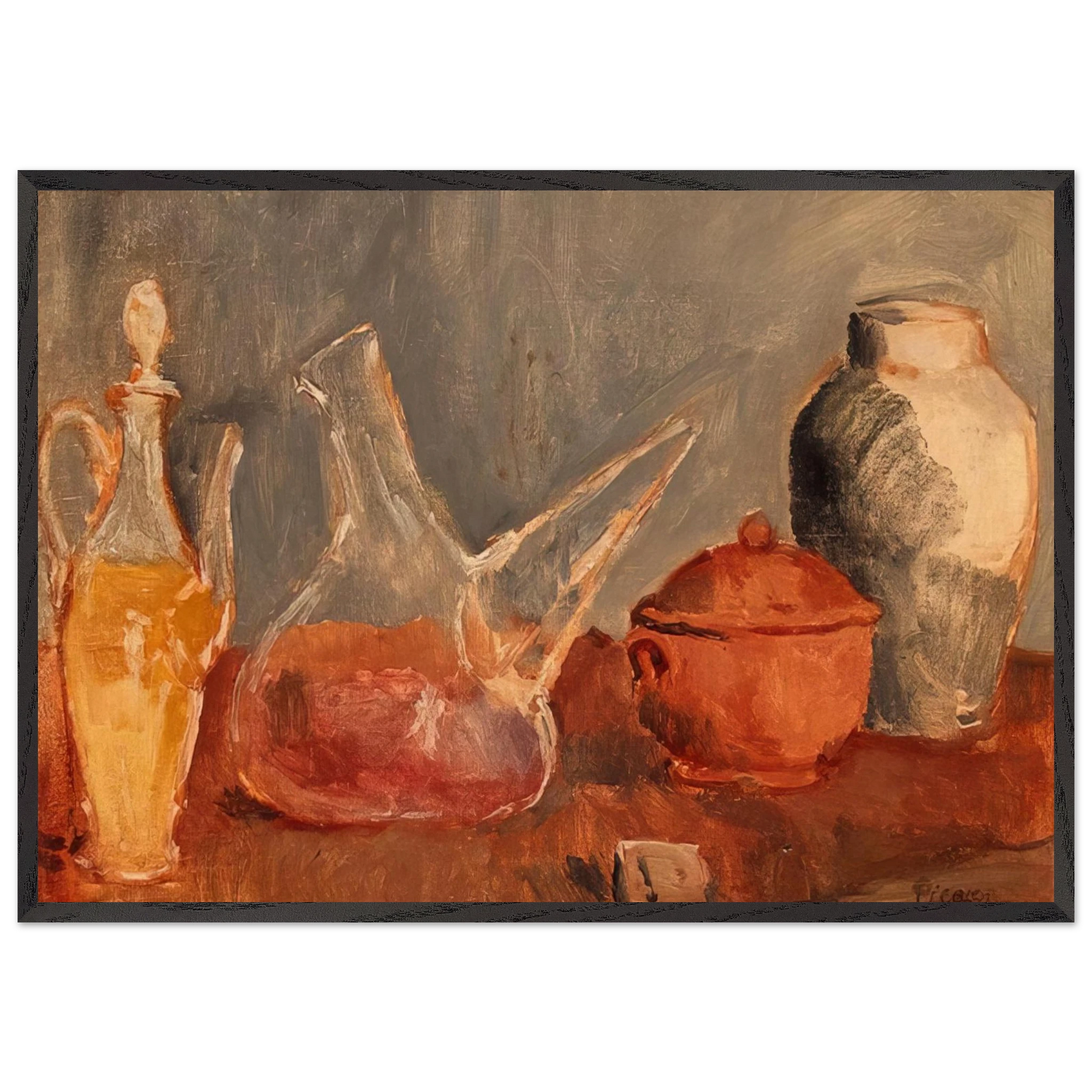 Still life with vases - Pablo Picasso Framed Art Print – Black Wooden Frame - Default Title - -Framed Art Print