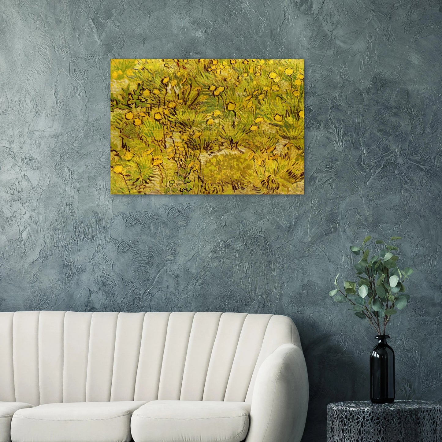 A Field of Yellow Flowers - Vincent van Gogh Brushed Aluminum Print - 70x100 cm / 28x40 inches | Vincent van Gogh Aluminum Print | Vincent van Gogh Prints