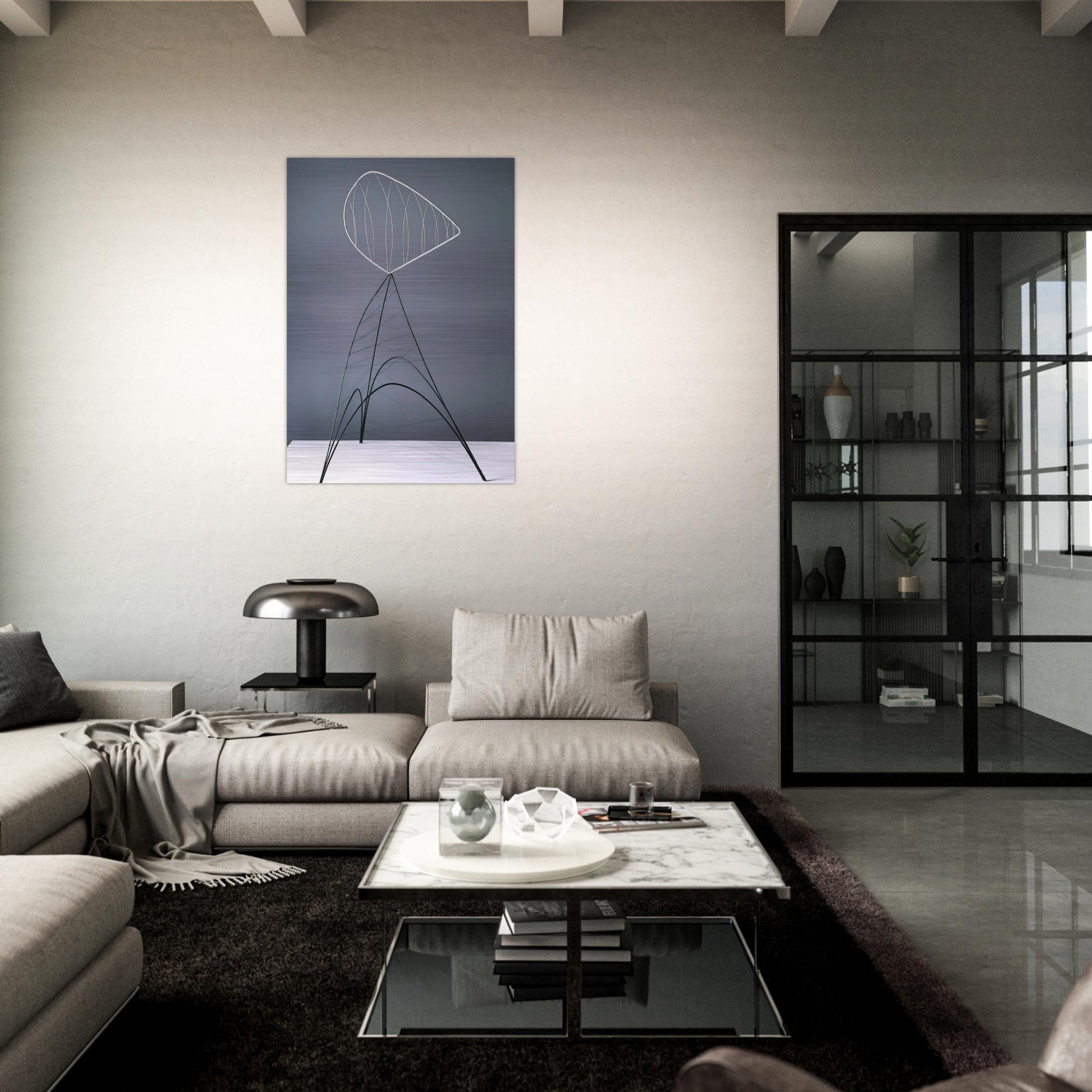 HOLLOW EGG 1939 - Alexander Calder Brushed Aluminum Print - 70x100 cm / 28x40 inches | Alexander Calder Aluminum Print | Alexander Calder Prints