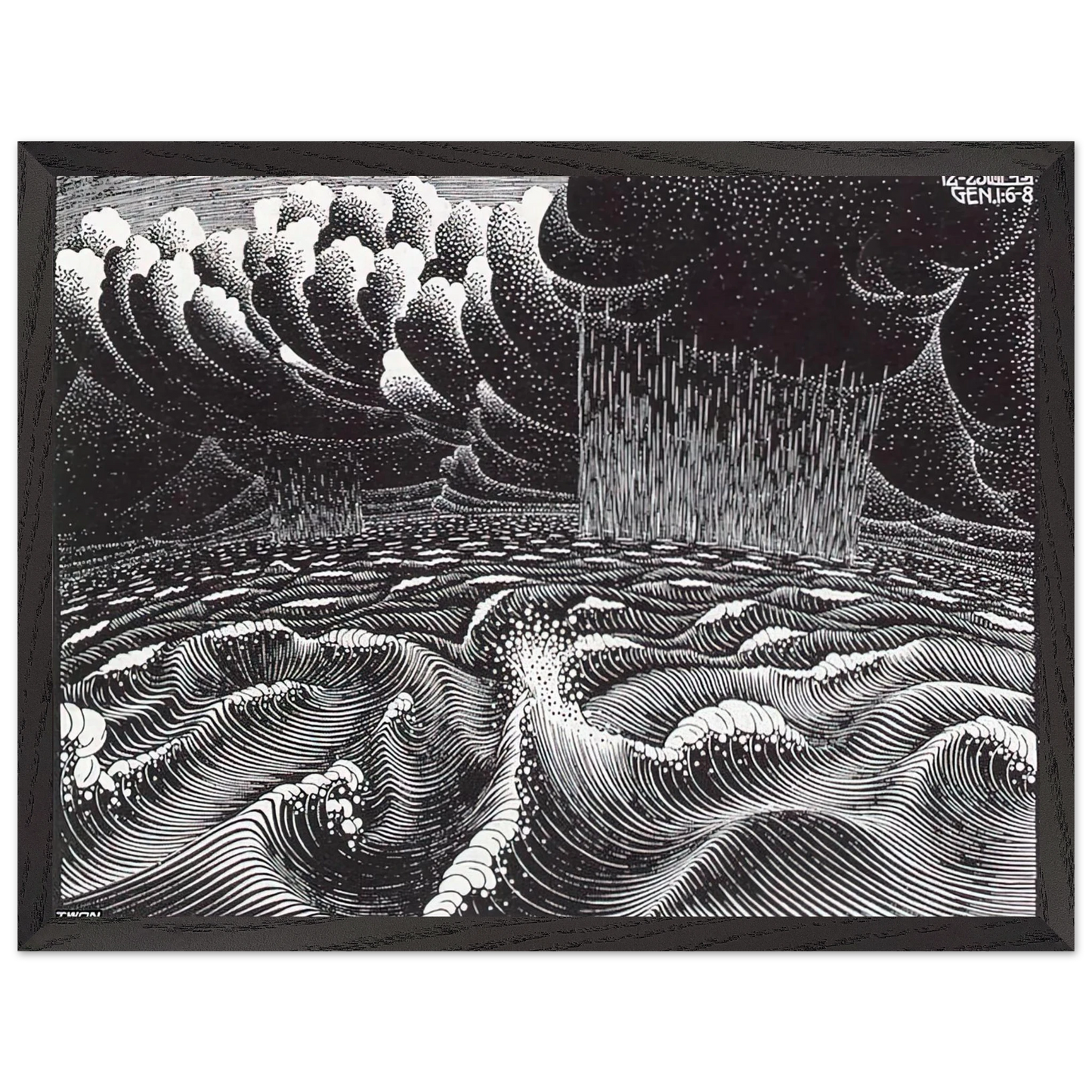 MC Escher - THE 2ND DAY OF THE CREATION Wall Art - 30x40 cm / 12x16 inches - Fine Art Poster - -