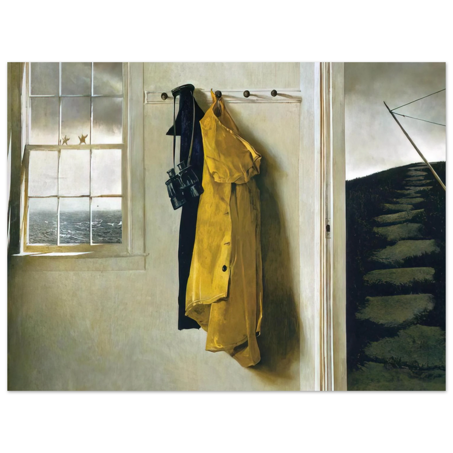 Andrew Wyeth - SQUALL Wall Art - 21x29.7 cm / 8x12" - Premium Wooden Framed Poster With Fine Art Paper - Wood frame