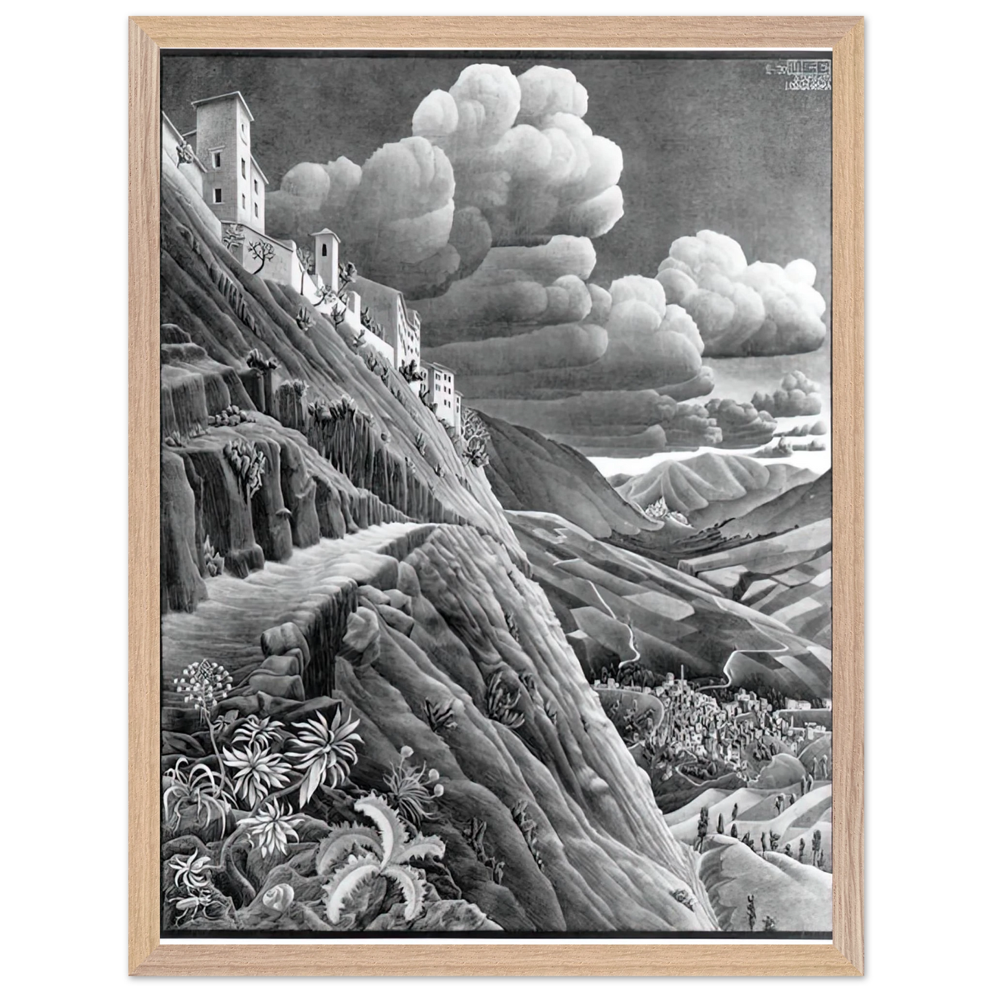 MC Escher - CASTROVALVA Wall Art - 30x40 cm / 12x16 inches - Fine Art Poster - -