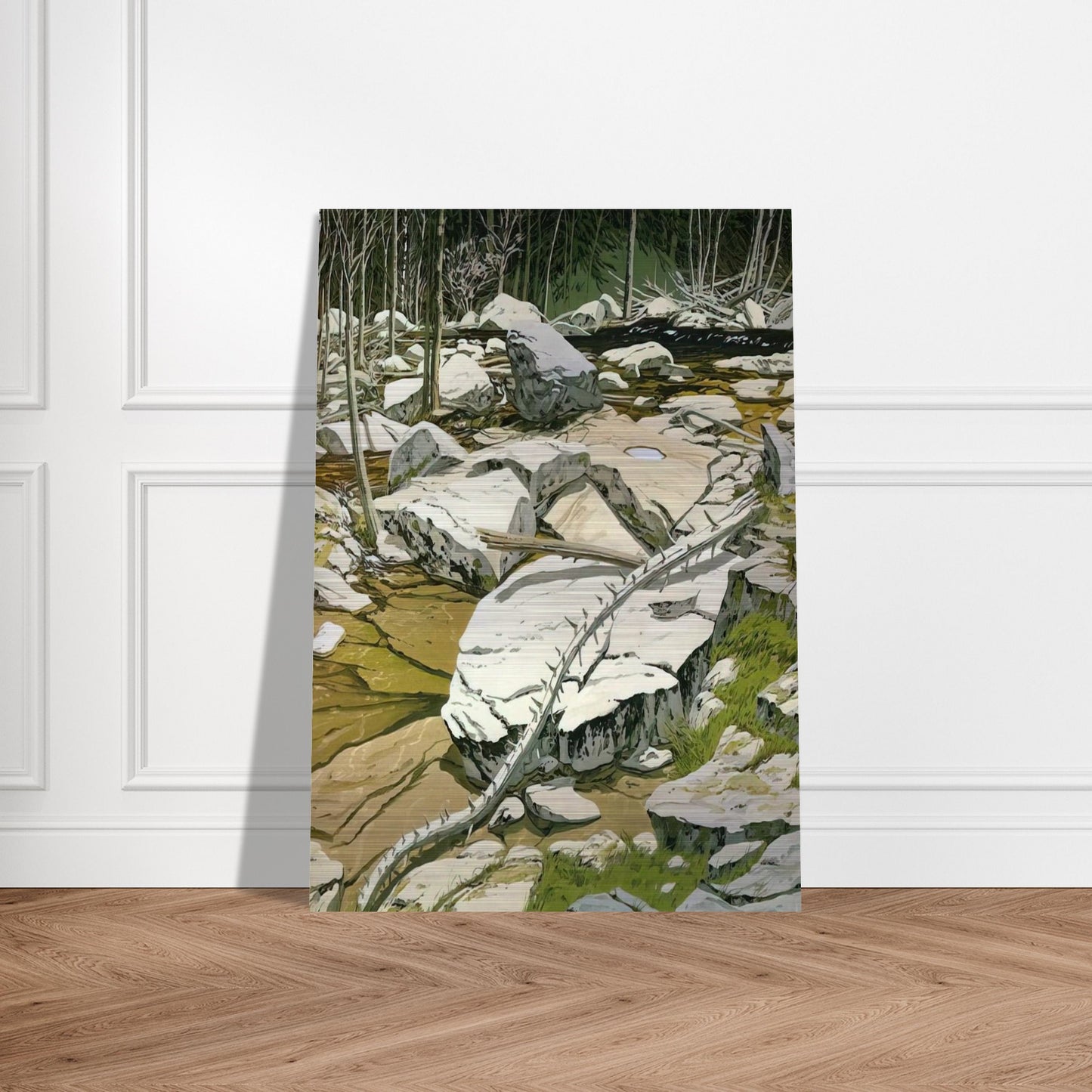 The Blue Pool - 1980 - Neil Welliver Brushed Aluminum Print - 70x100 cm / 28x40 inches | Neil Welliver Aluminum Print | Neil Welliver Prints