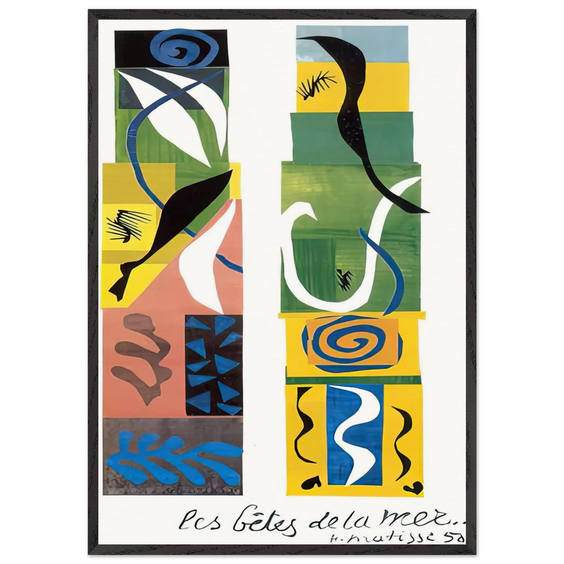 THE BEASTS OF THE SEA 1950 - Henri Matisse Framed Art Print – Black Wooden Frame - Default Title - -Framed Art Print
