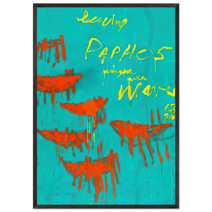 Leaving Paphos Ringed With Waves V - Cy Twombly 70x100 cm / 28x40 inches Framed Art Print – Black Wooden Frame