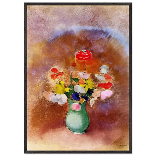 POPPIES IN A VASE - Odilon Redon Framed Art Print – Black Wooden Frame - Default Title - -Framed Art Print