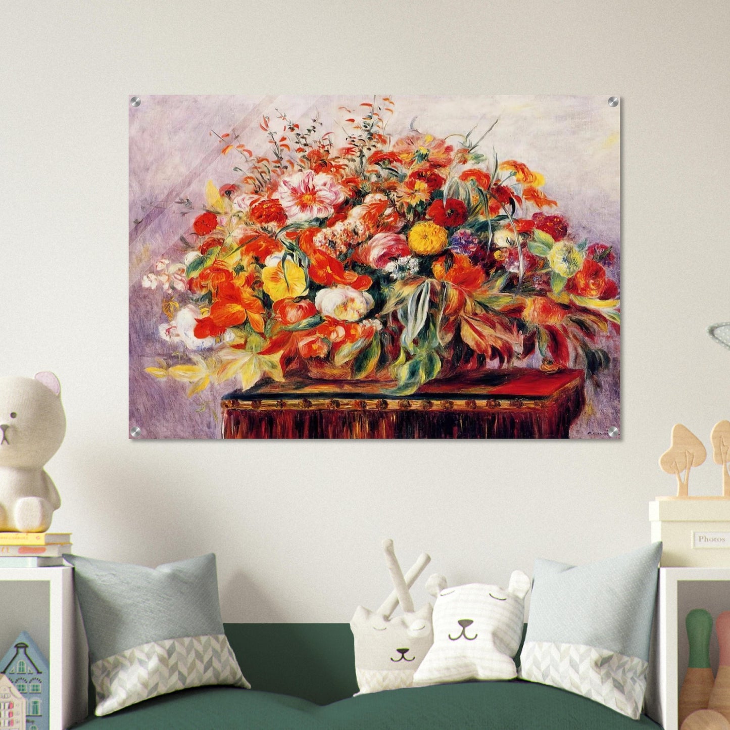 Basket of Flowers - Pierre-Auguste Renoir Acrylic Print - 70x100 cm / 28x40″ inches | Pierre-Auguste Renoir Wall Art | Pierre-Auguste Renoir Prints