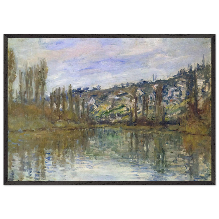 The Seine near Vetheuil - claude monet 70x100 cm / 28x40 inches Framed Art Print – Black Wooden Frame
